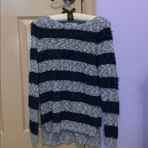 Navy and gray striped sweater
